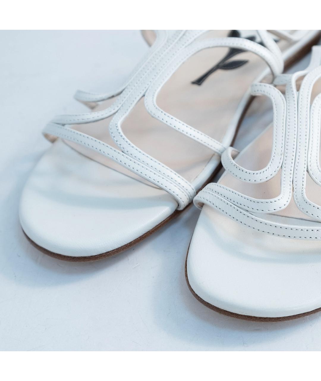 PRADA Белые кожаные сандалии, фото 3