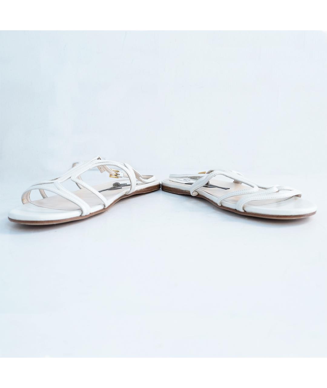 PRADA Белые кожаные сандалии, фото 4