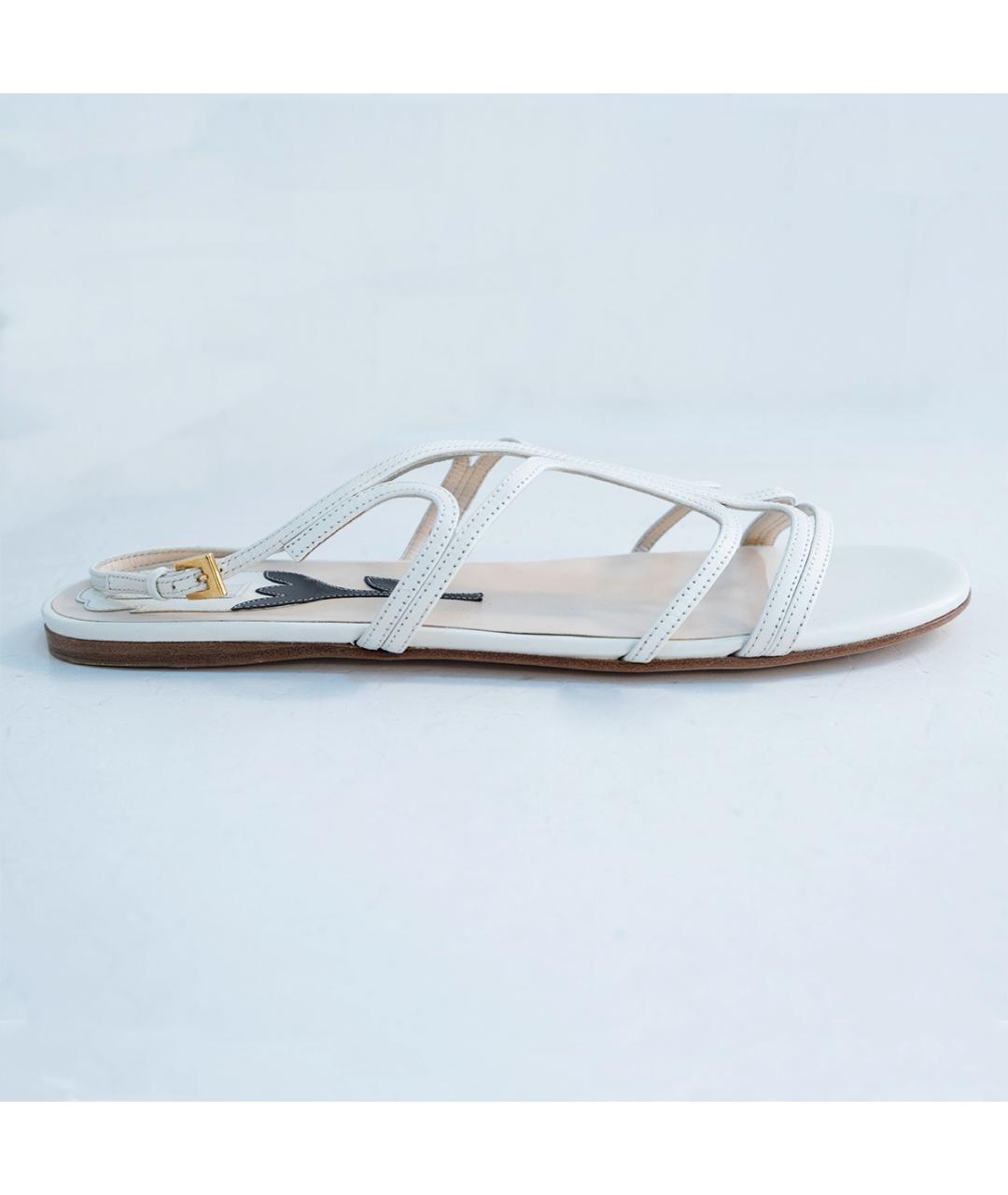 PRADA Белые кожаные сандалии, фото 6