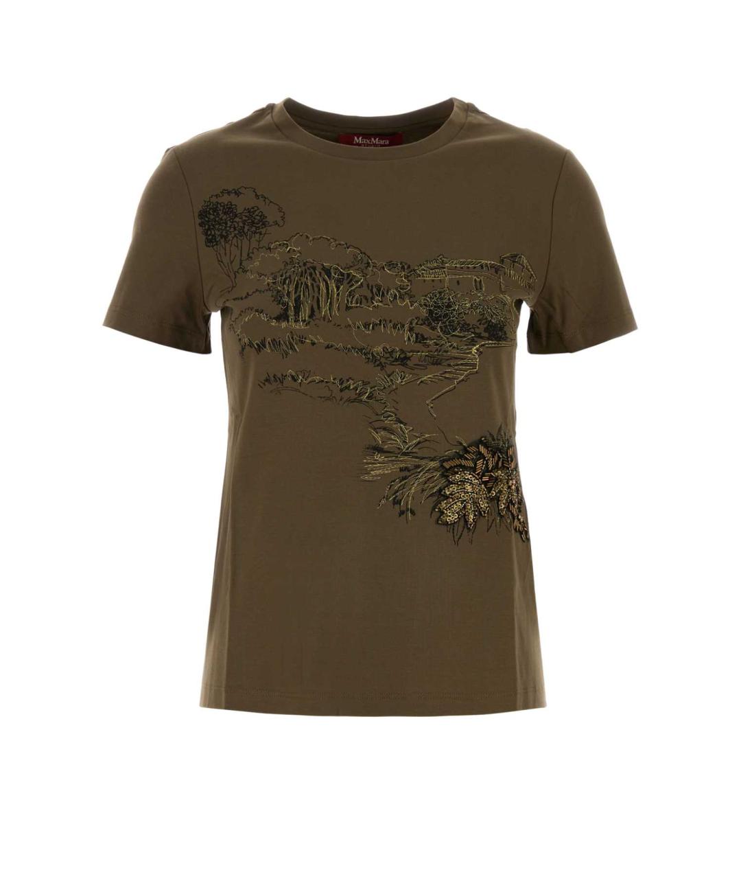 MAX MARA STUDIO Зеленая хлопковая футболка, фото 1