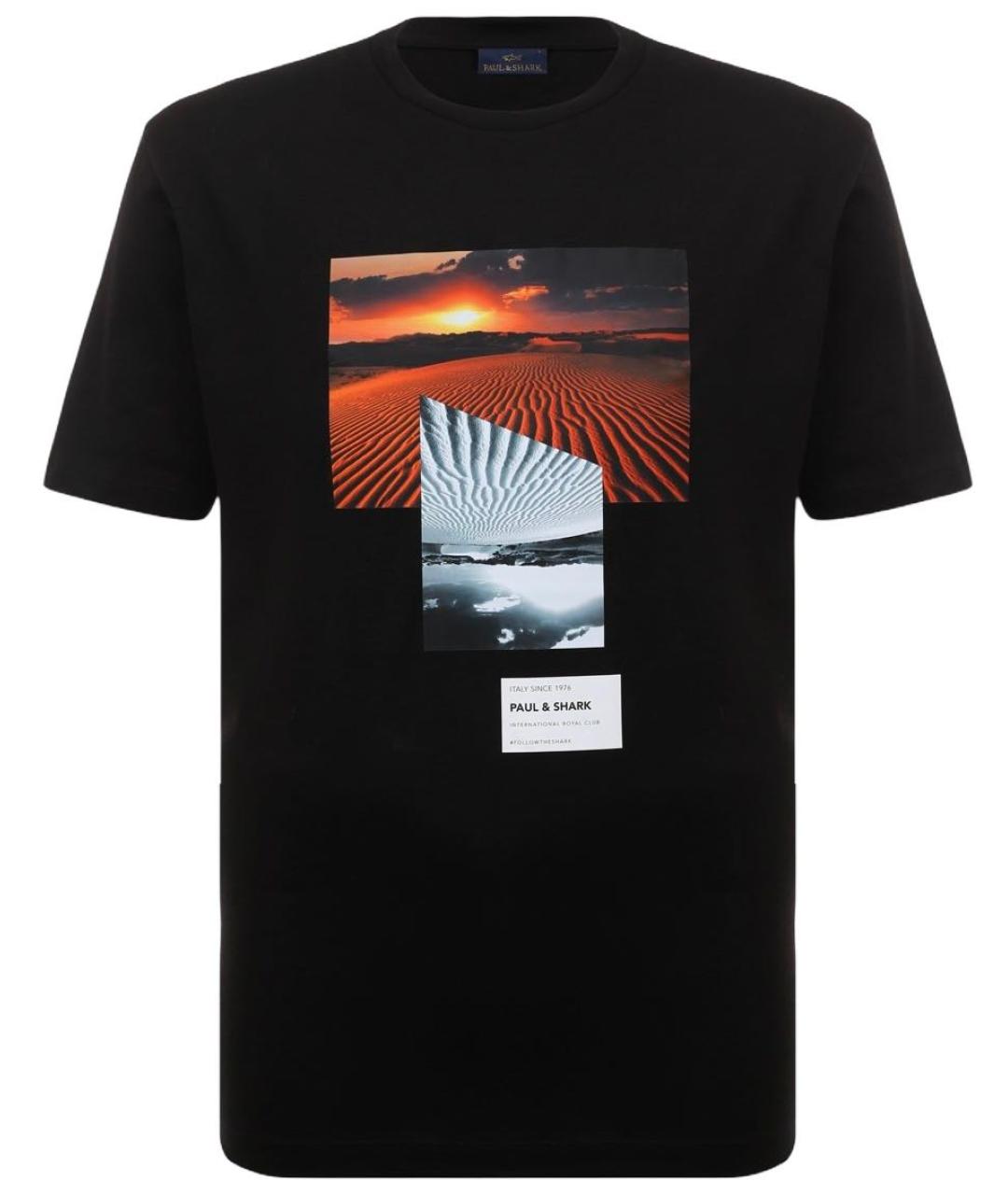 PAUL & SHARK Черная хлопковая футболка, фото 9