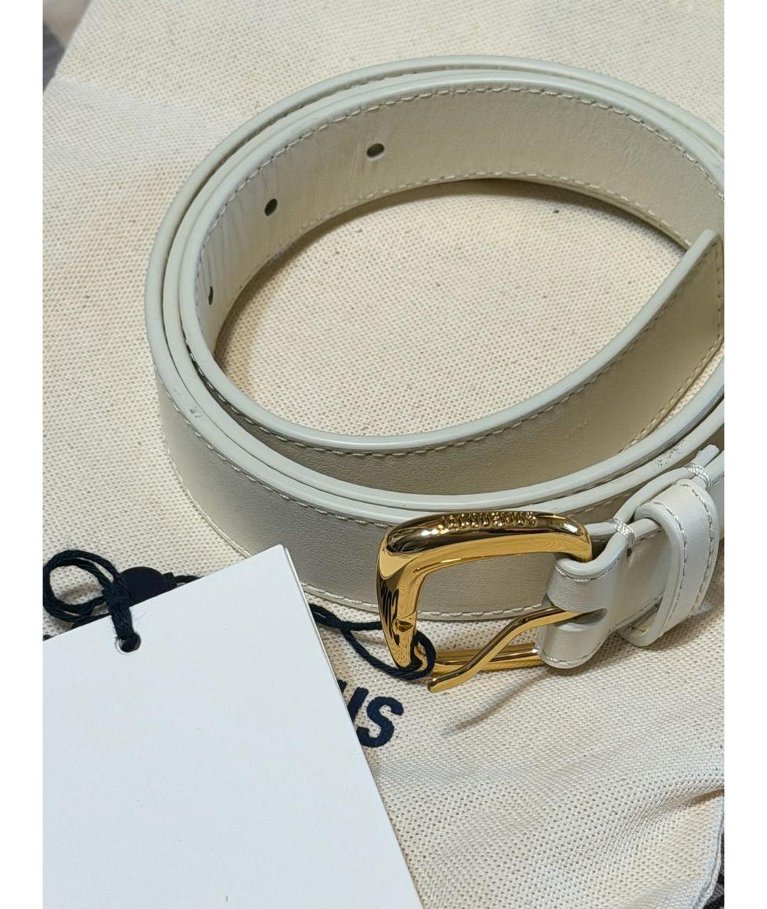 JACQUEMUS Бежевый кожаный ремень, фото 3