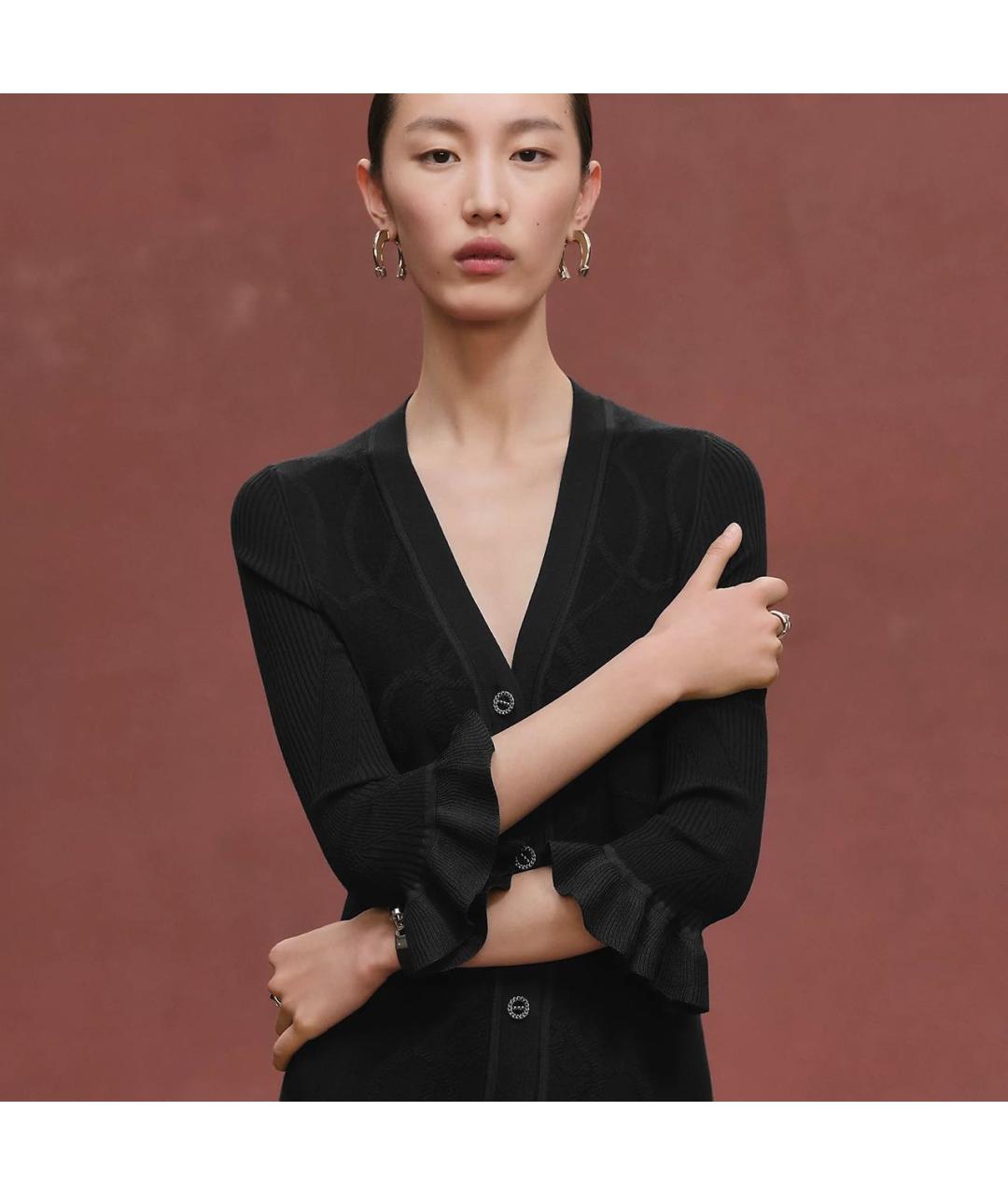 HERMES Черный шерстяной кардиган, фото 3