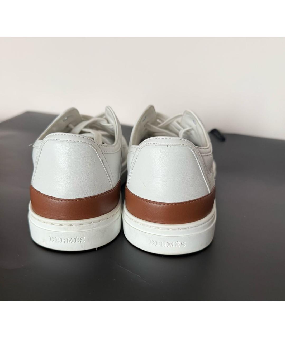 HERMES Белые кожаные кеды, фото 4