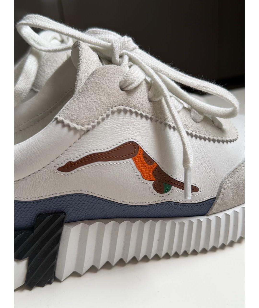 HERMES Белые кожаные кроссовки, фото 7