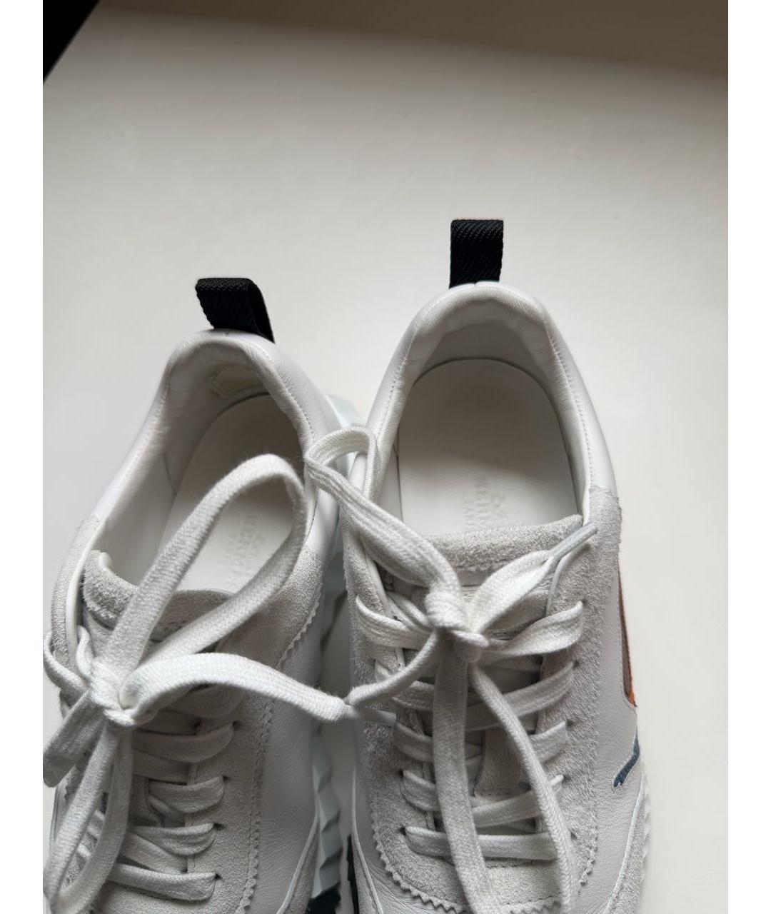 HERMES Белые кожаные кроссовки, фото 6