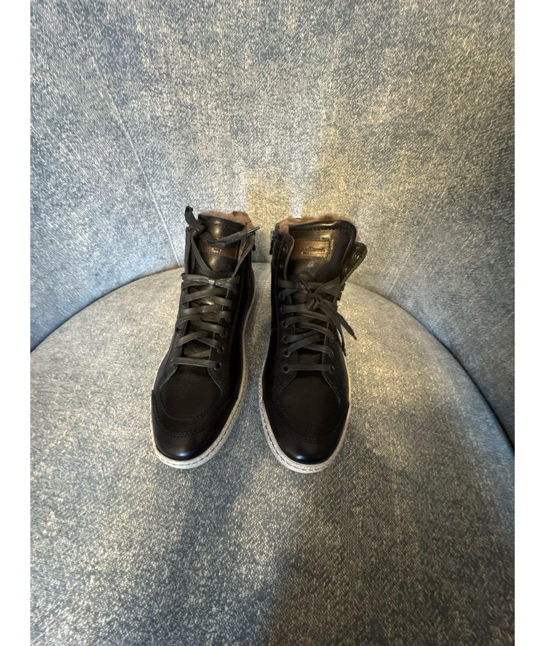 SANTONI Черные кожаные высокие ботинки, фото 2