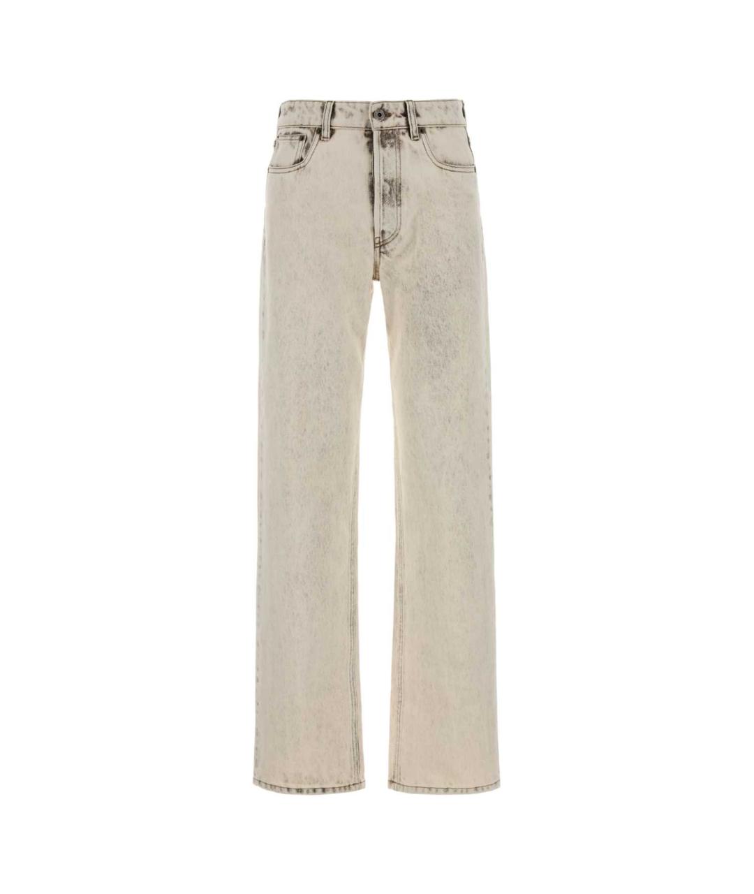 MIU MIU Бежевые хлопковые прямые джинсы, фото 1