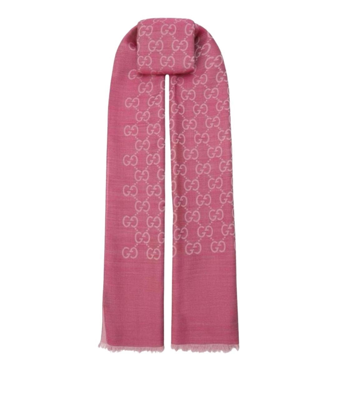 GUCCI Розовый шелковый шарф, фото 1