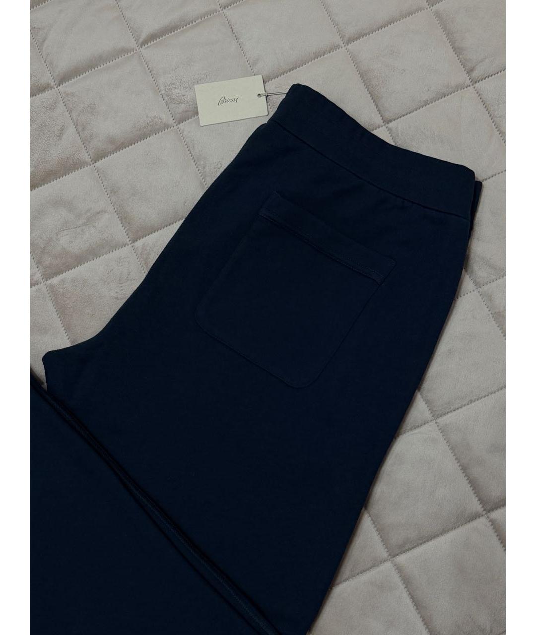 BRIONI Темно-синие хлопковые повседневные брюки, фото 4