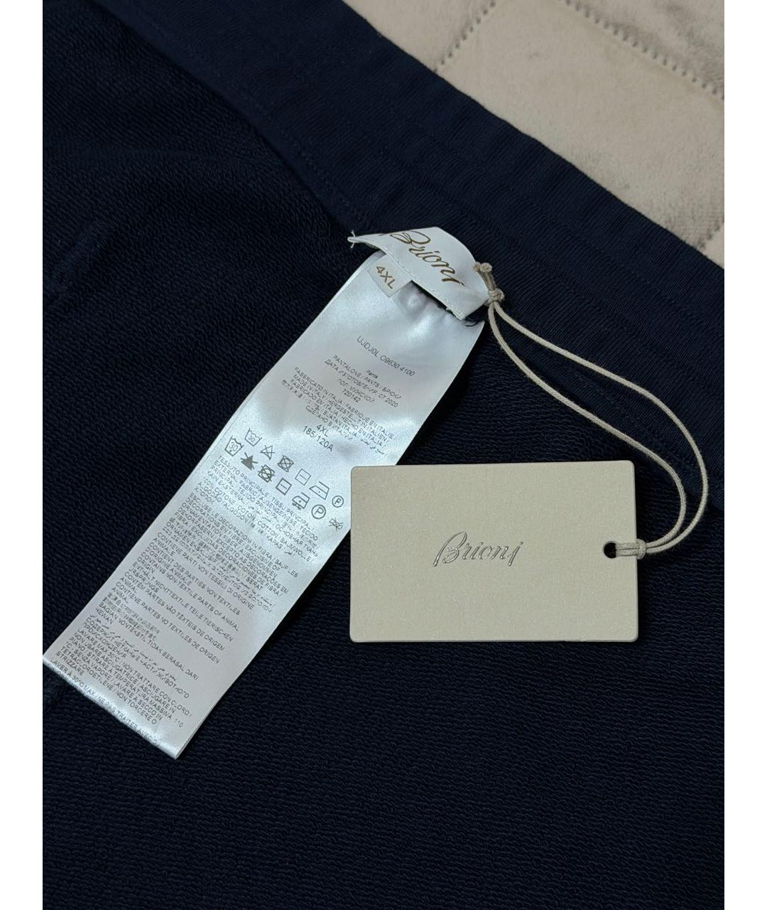 BRIONI Темно-синие хлопковые повседневные брюки, фото 7