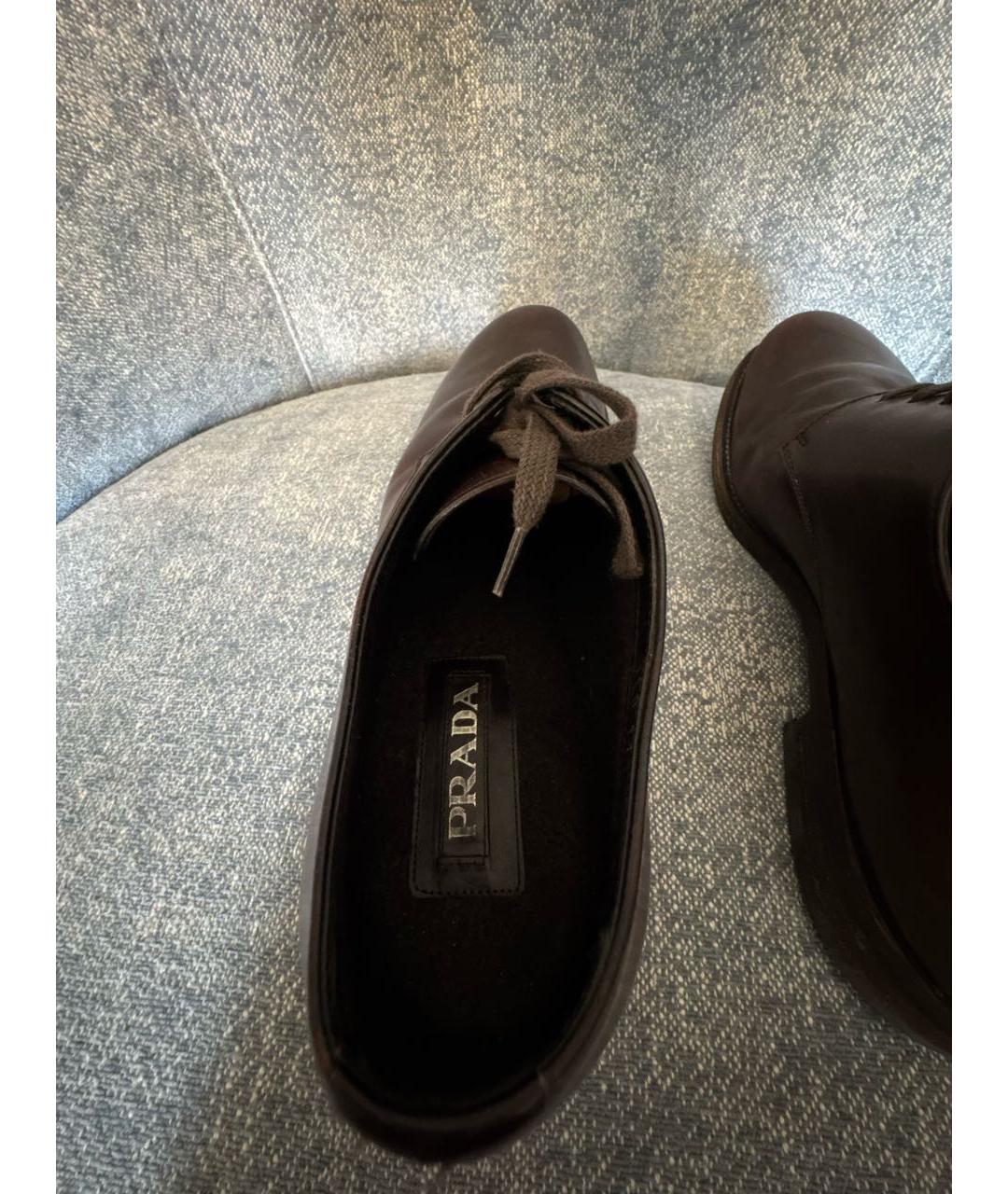 PRADA Коричневые кожаные туфли, фото 5