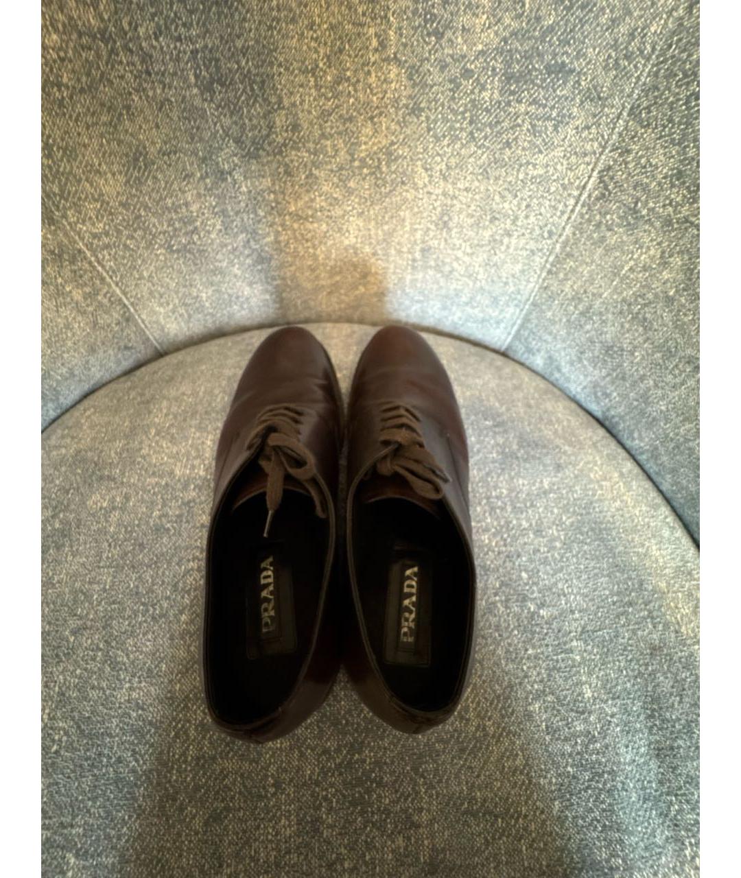 PRADA Коричневые кожаные туфли, фото 3