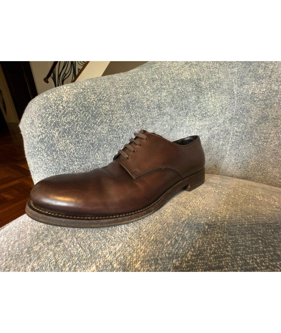 PRADA Коричневые кожаные туфли, фото 6