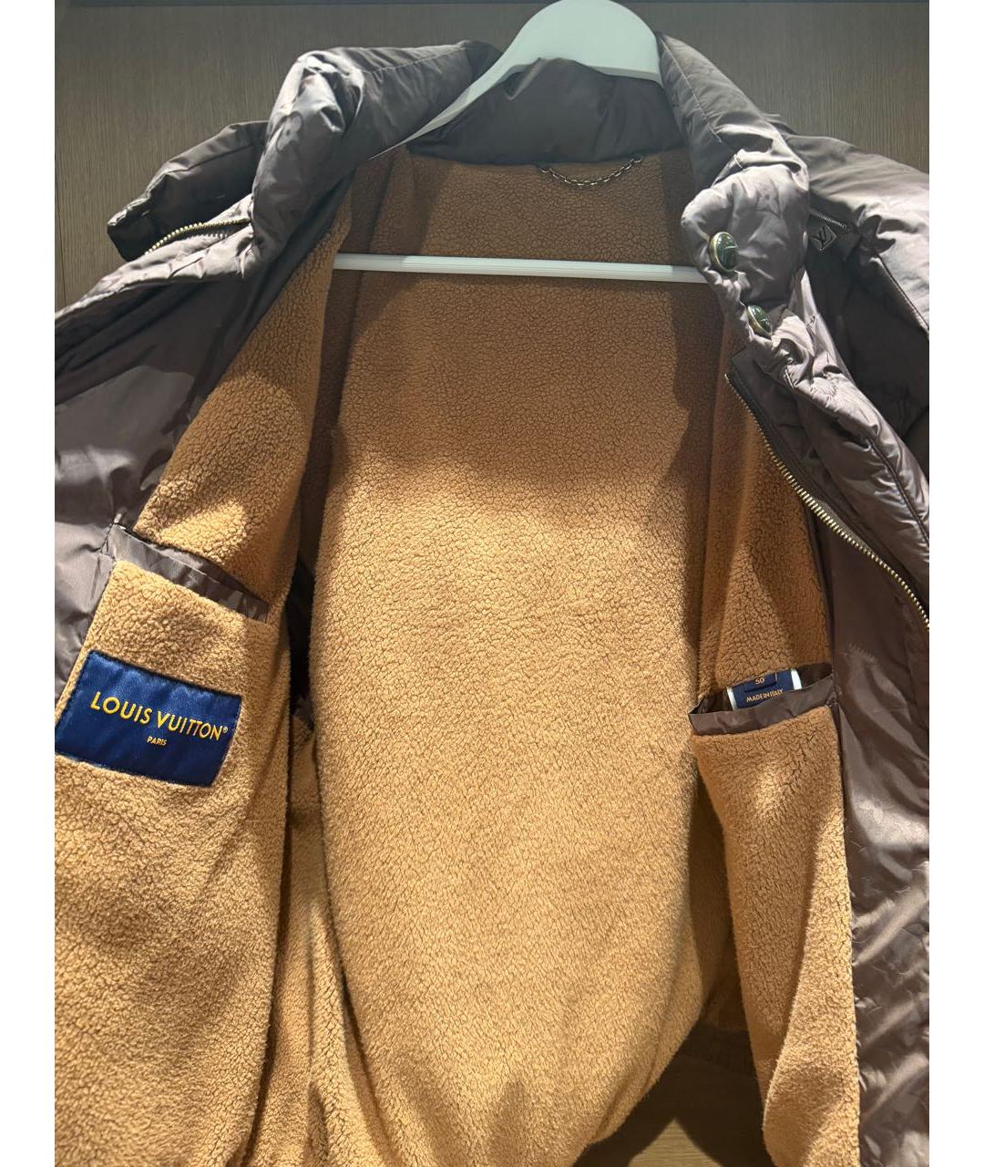 LOUIS VUITTON Коричневый полиамидовый пуховик, фото 3
