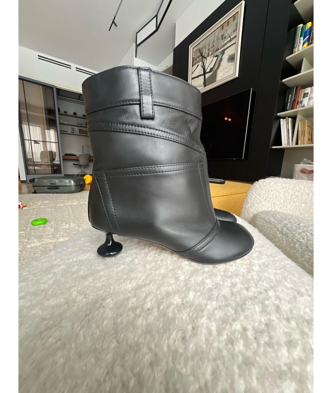 LOEWE Черные кожаные ботильоны, фото 5