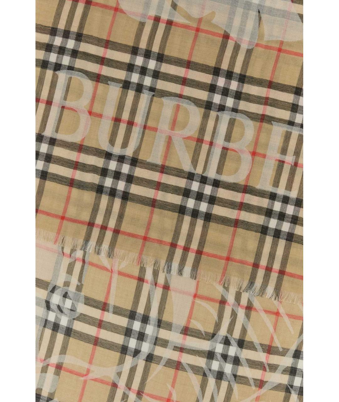 BURBERRY Бежевый шерстяной шарф, фото 2