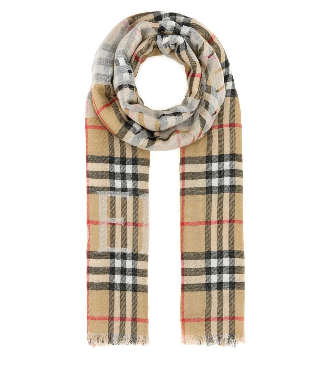 BURBERRY Бежевый шерстяной шарф, фото 1