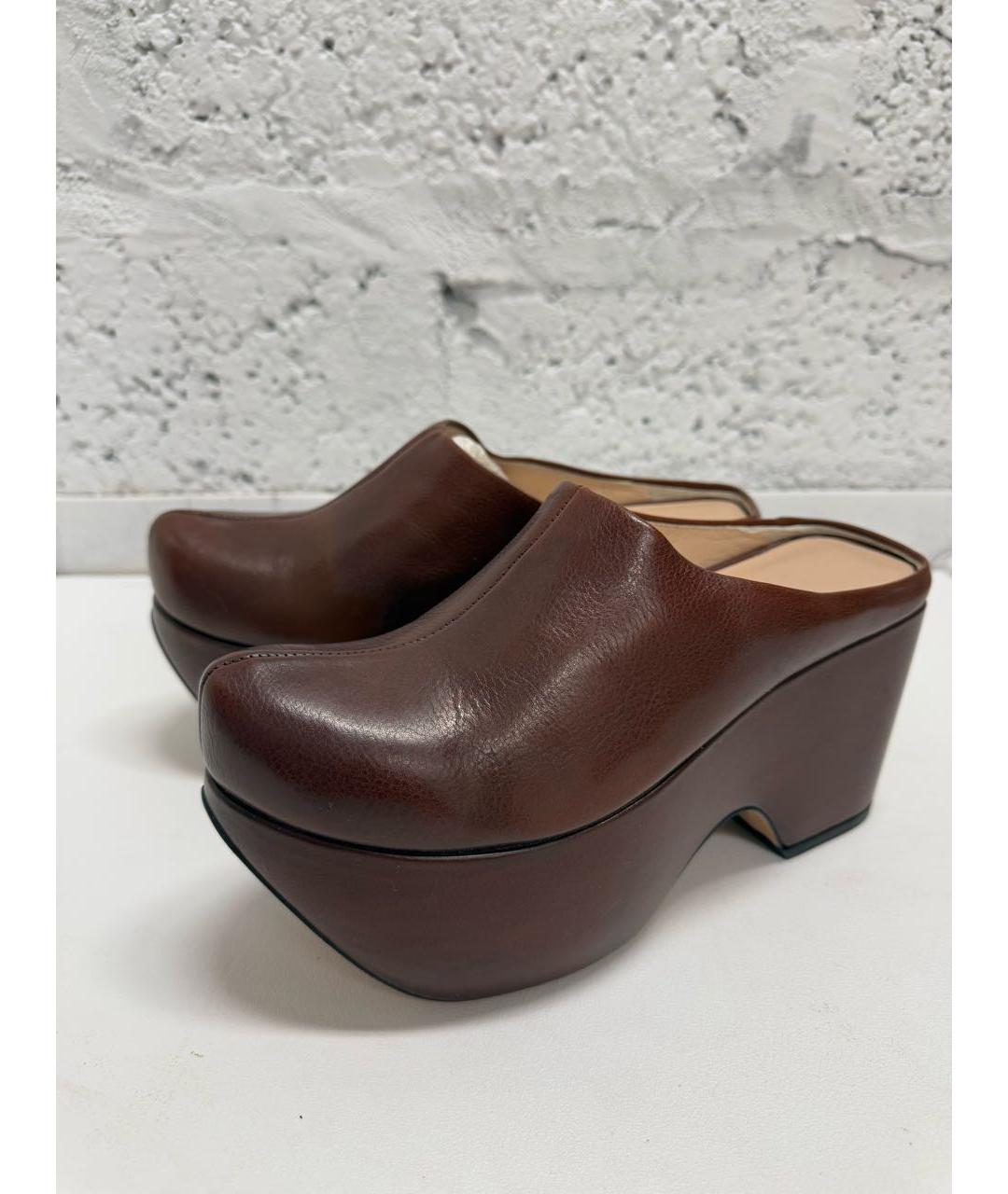 SPORTMAX Коричневые кожаные мюли, фото 2
