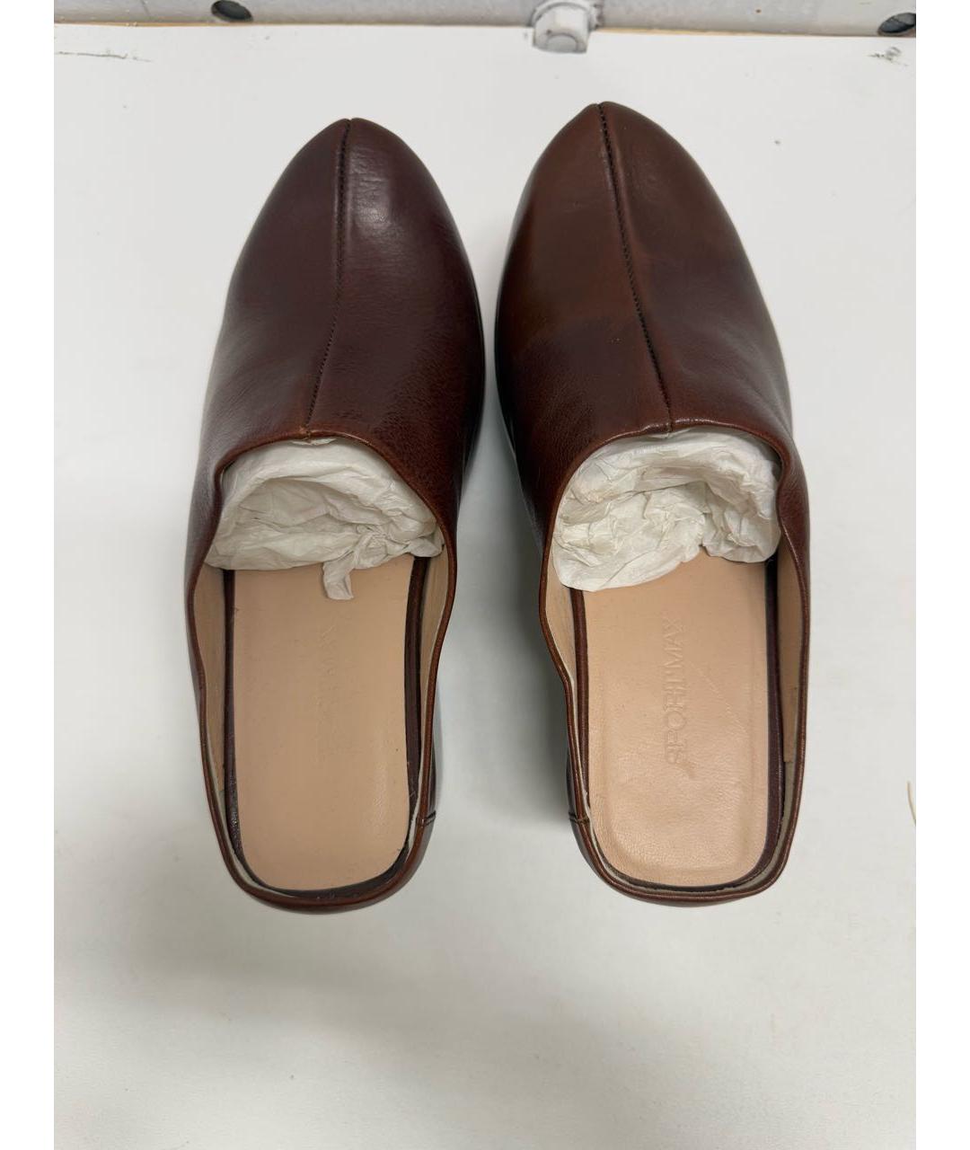 SPORTMAX Коричневые кожаные мюли, фото 3