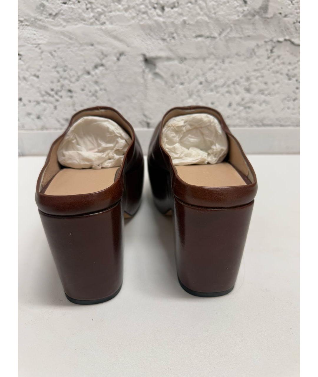 SPORTMAX Коричневые кожаные мюли, фото 4