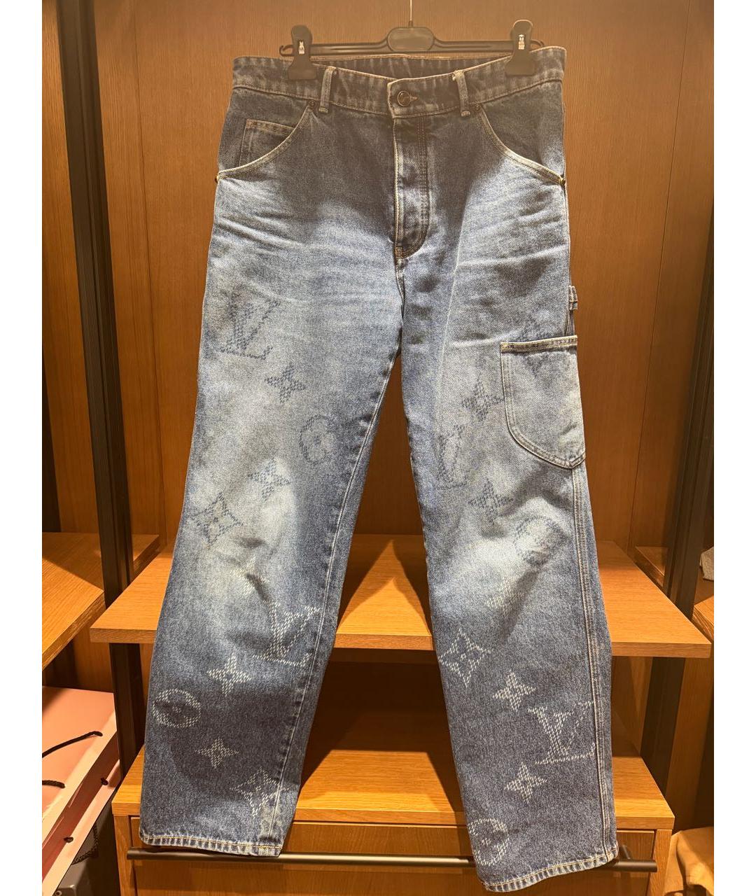 LOUIS VUITTON Синие хлопковые прямые джинсы, фото 3