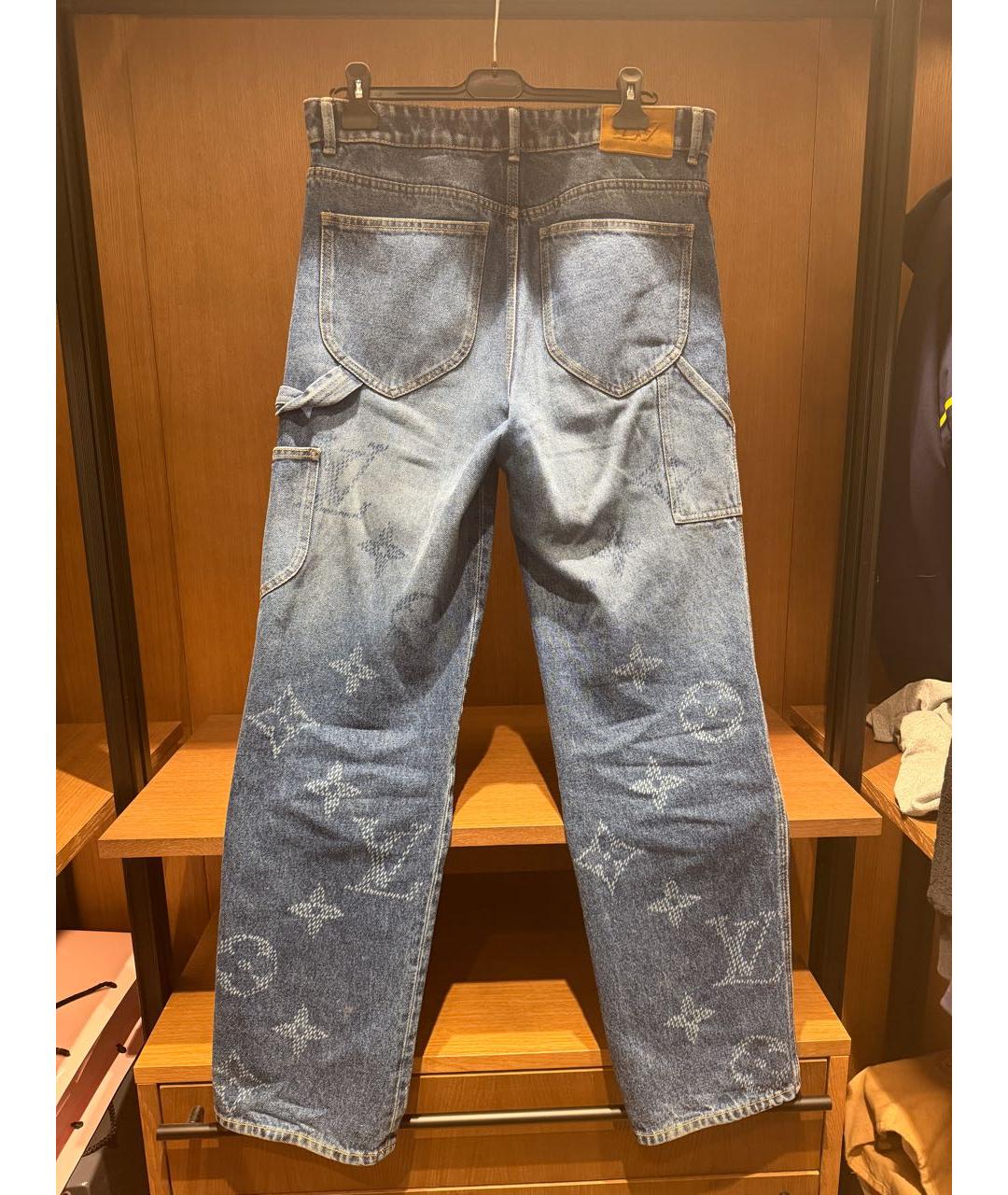 LOUIS VUITTON Синие хлопковые прямые джинсы, фото 2