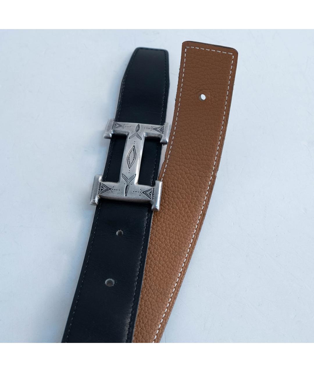 HERMES Черный кожаный ремень, фото 3