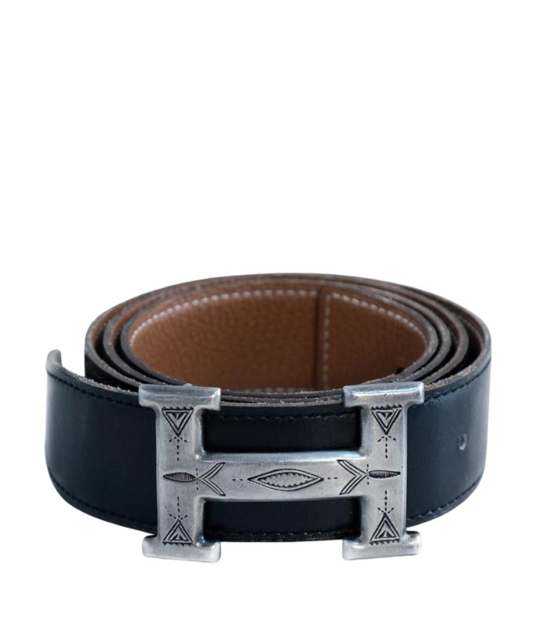 HERMES Черный кожаный ремень, фото 1