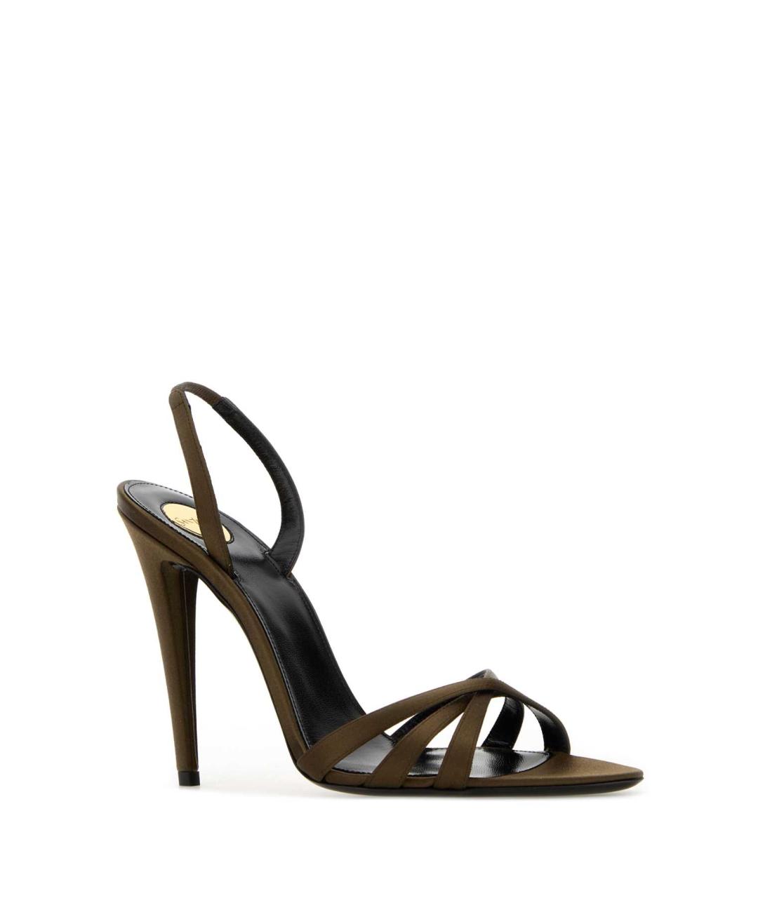 SAINT LAURENT Зеленые текстильные босоножки, фото 2