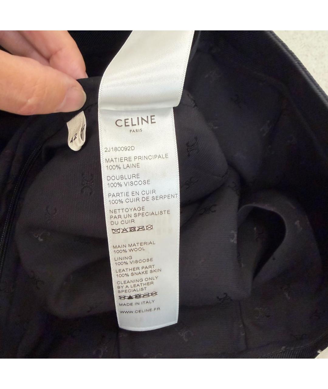 CELINE Черная шерстяная юбка миди, фото 6