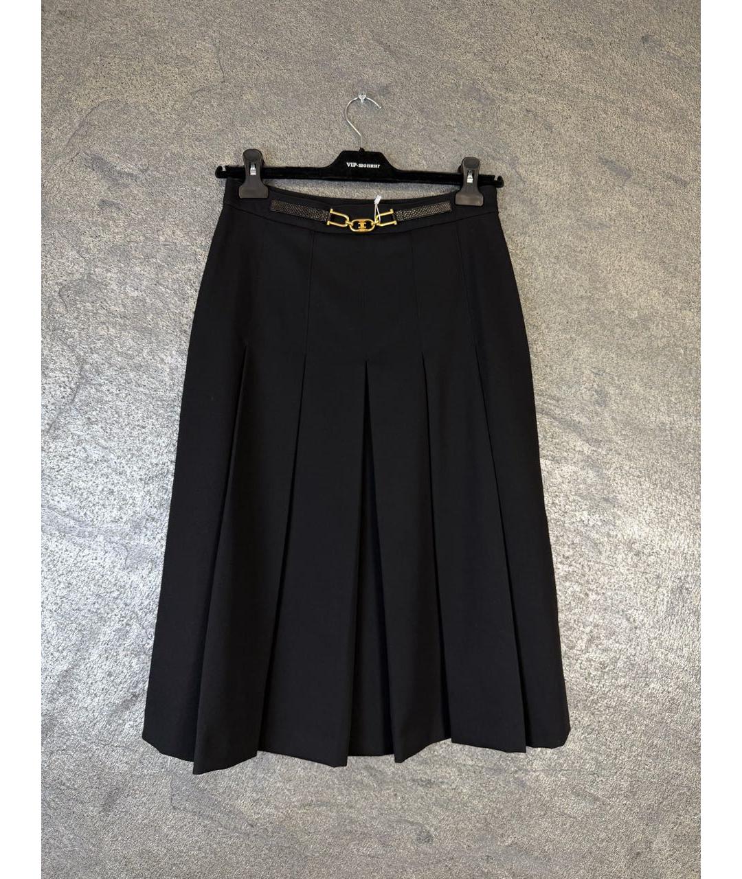 CELINE Черная шерстяная юбка миди, фото 9