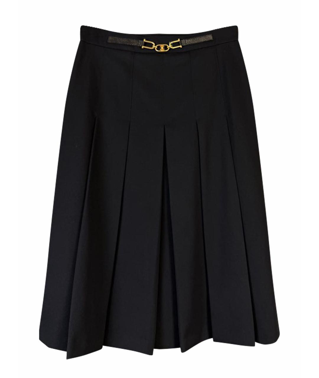 CELINE Черная шерстяная юбка миди, фото 1