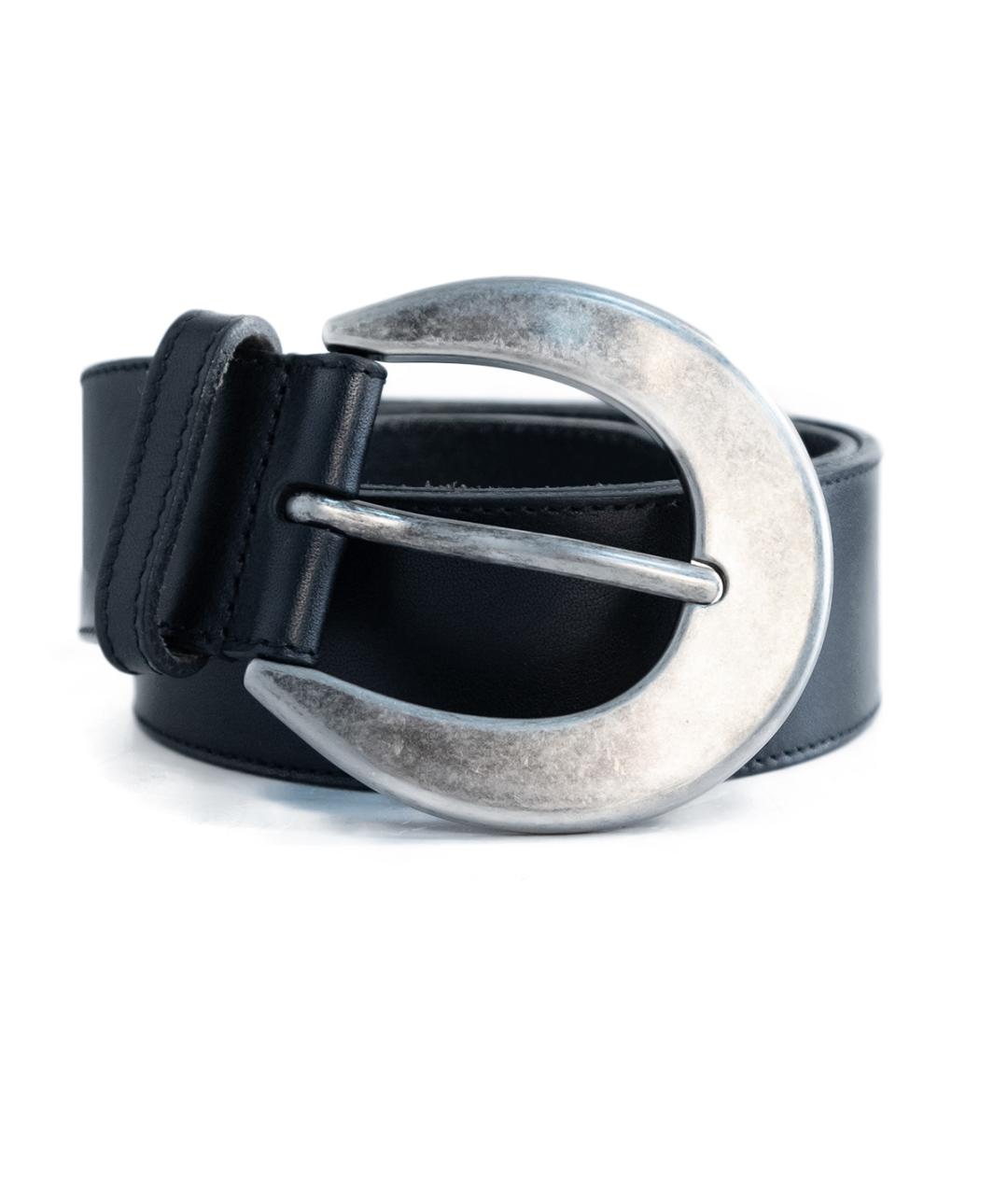 SAINT LAURENT Черный кожаный ремень, фото 2