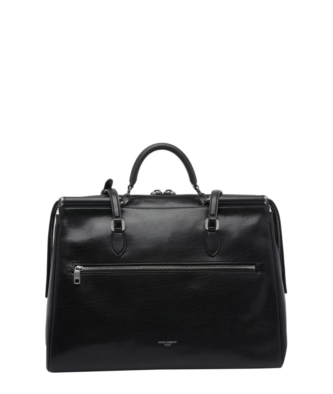 DOLCE&GABBANA Черная кожаная сумка тоут, фото 4