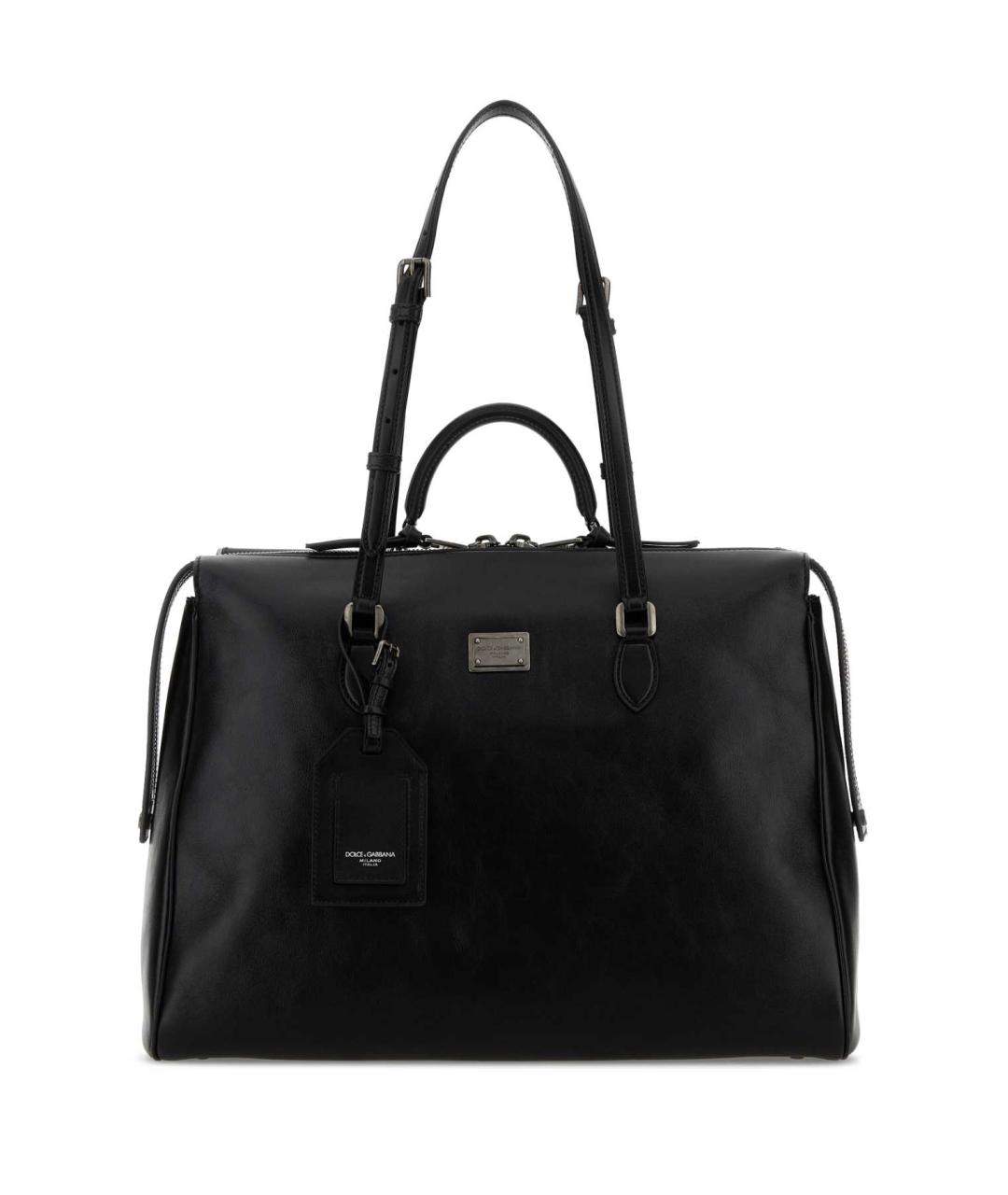 DOLCE&GABBANA Черная кожаная сумка тоут, фото 1