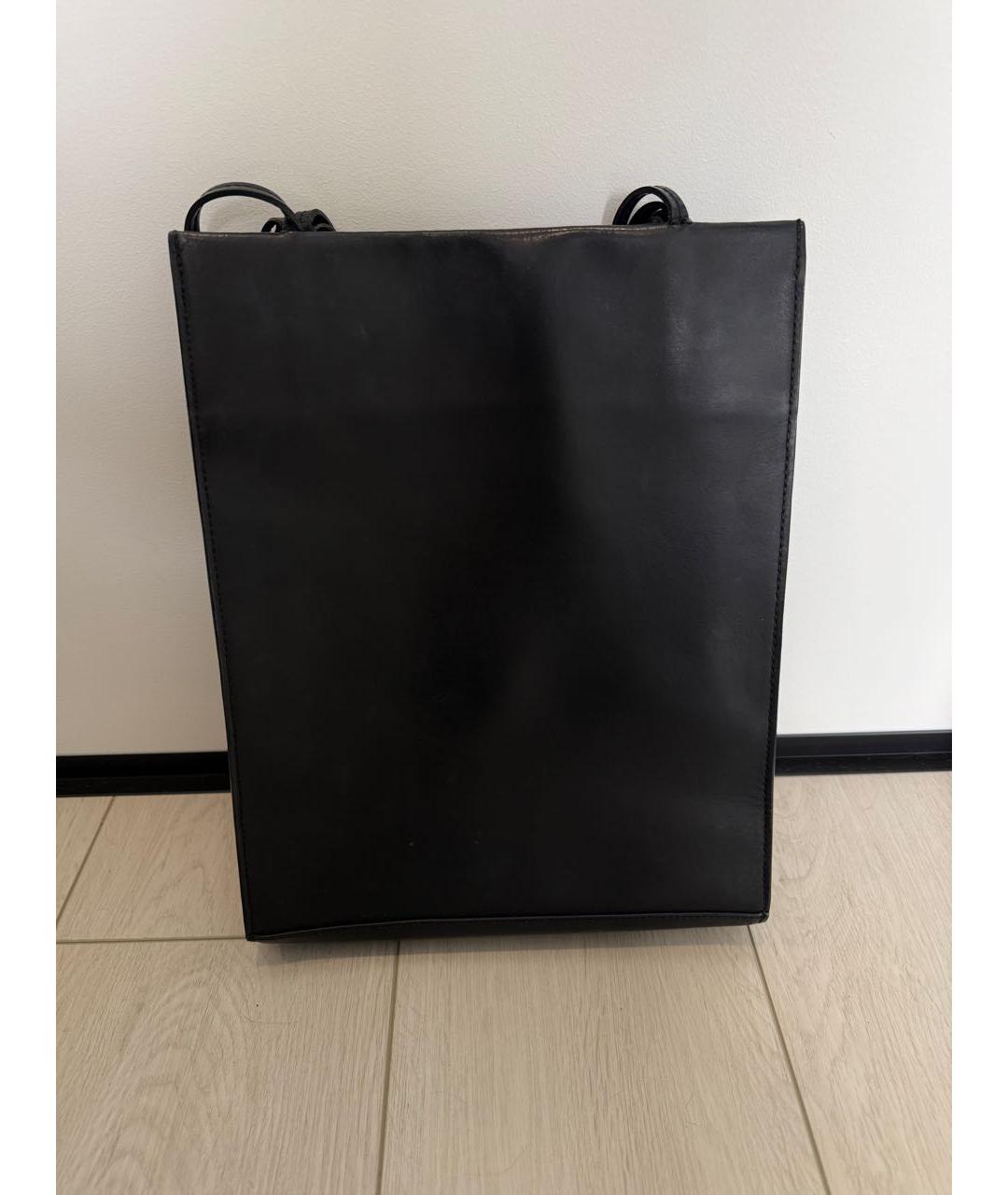 JACQUEMUS Черная кожаная сумка тоут, фото 3