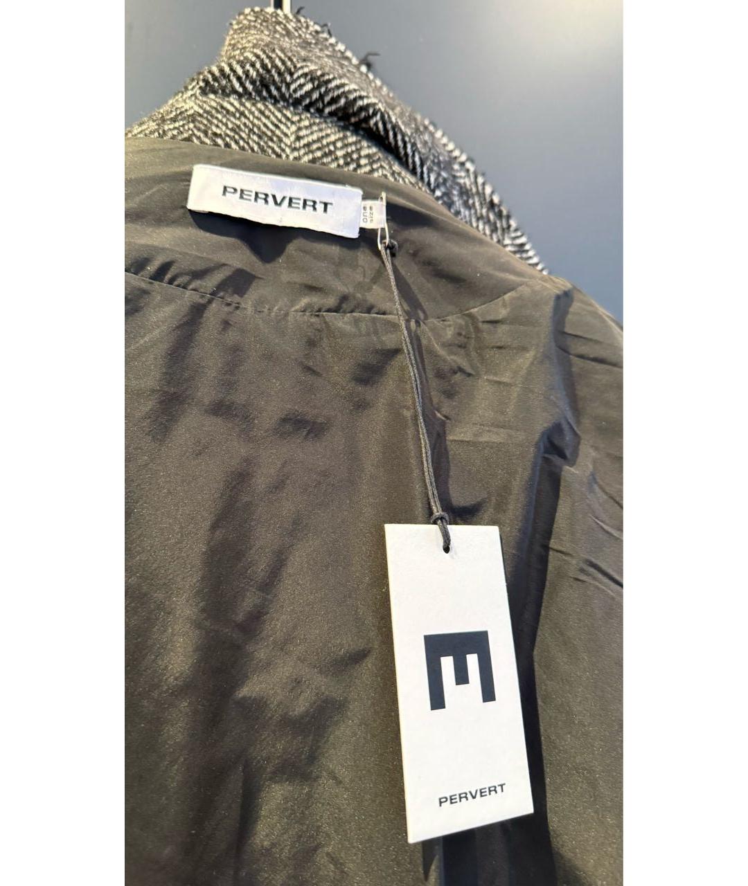 PERVERT Серое шерстяное пальто, фото 3