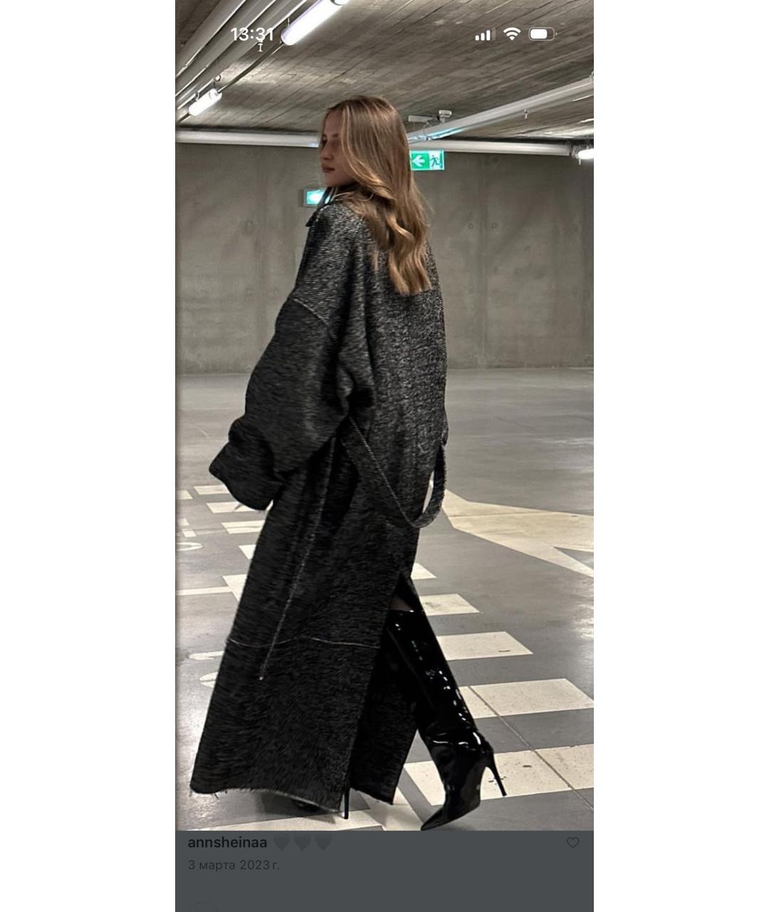 PERVERT Серое шерстяное пальто, фото 7