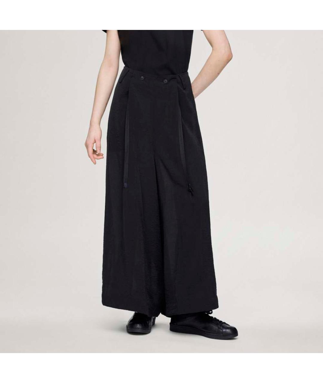 Y-3 Черные вискозные брюки широкие, фото 3
