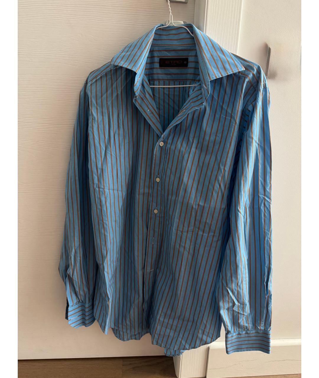 ETRO Бирюзовая хлопковая классическая рубашка, фото 3