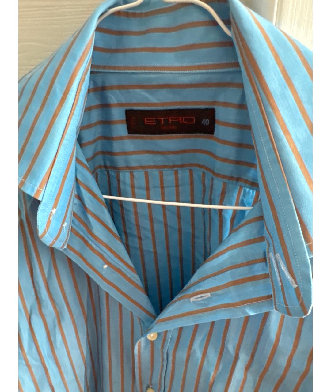 ETRO Бирюзовая хлопковая классическая рубашка, фото 2