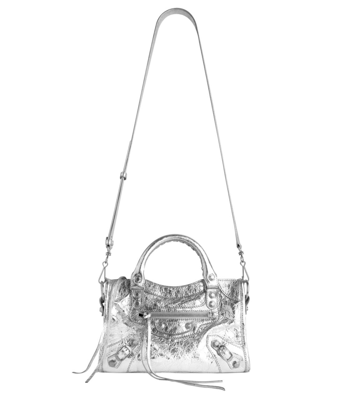 BALENCIAGA Серебряная кожаная сумка тоут, фото 2
