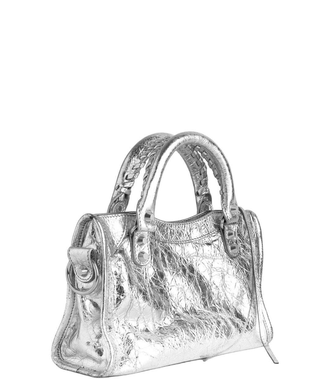 BALENCIAGA Серебряная кожаная сумка тоут, фото 3