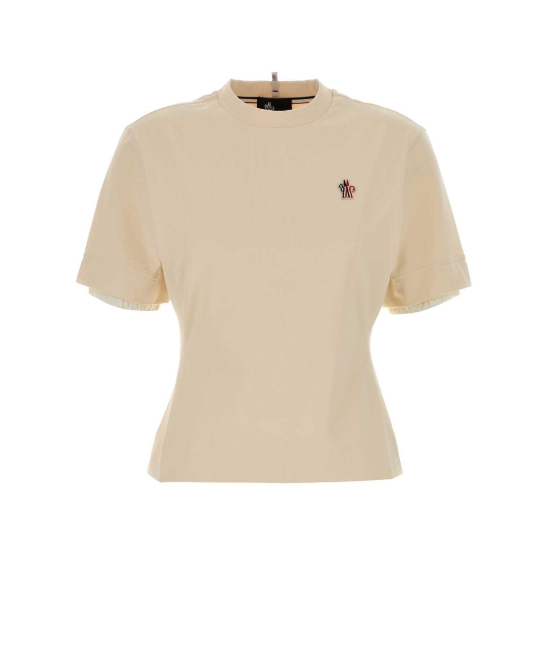 MONCLER GRENOBLE Бежевая хлопковая футболка, фото 1
