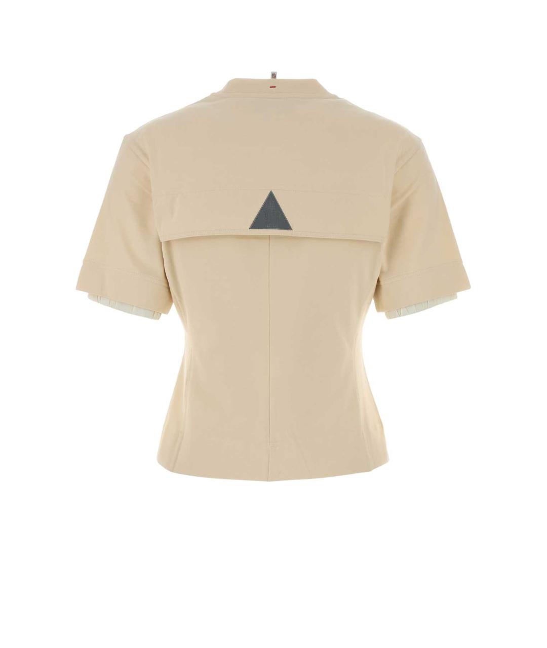 MONCLER GRENOBLE Бежевая хлопковая футболка, фото 2