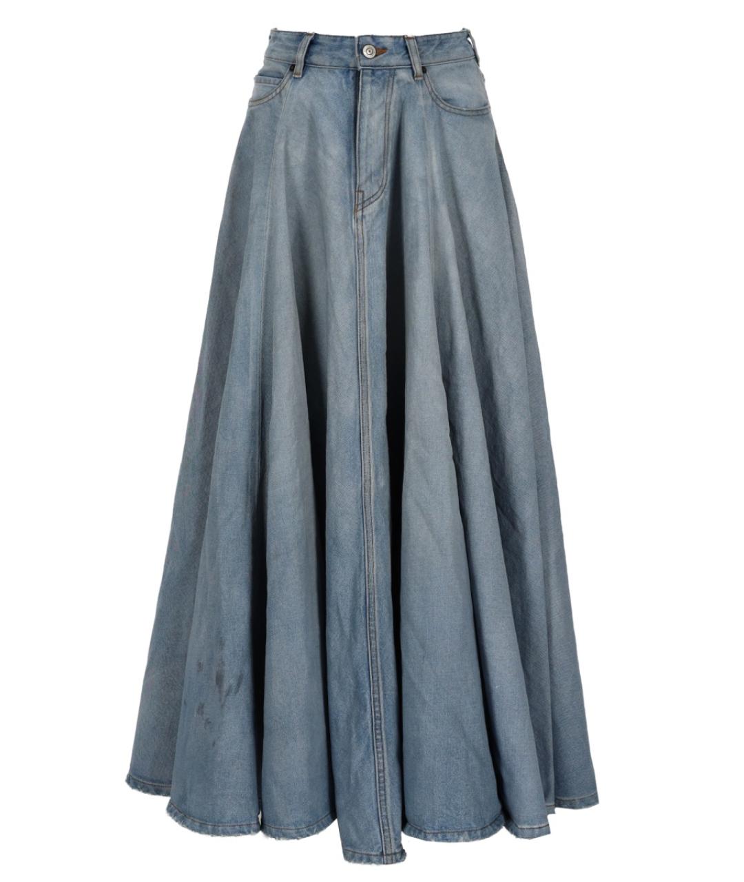 BALENCIAGA Голубая хлопковая юбка макси, фото 1