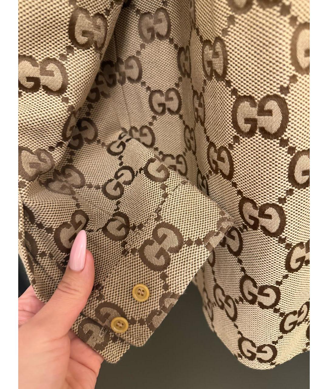 GUCCI Коричневая хлопко-шелковая кэжуал рубашка, фото 4