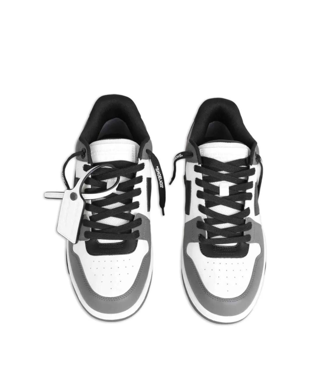 OFF-WHITE Серые кожаные низкие кроссовки / кеды, фото 4