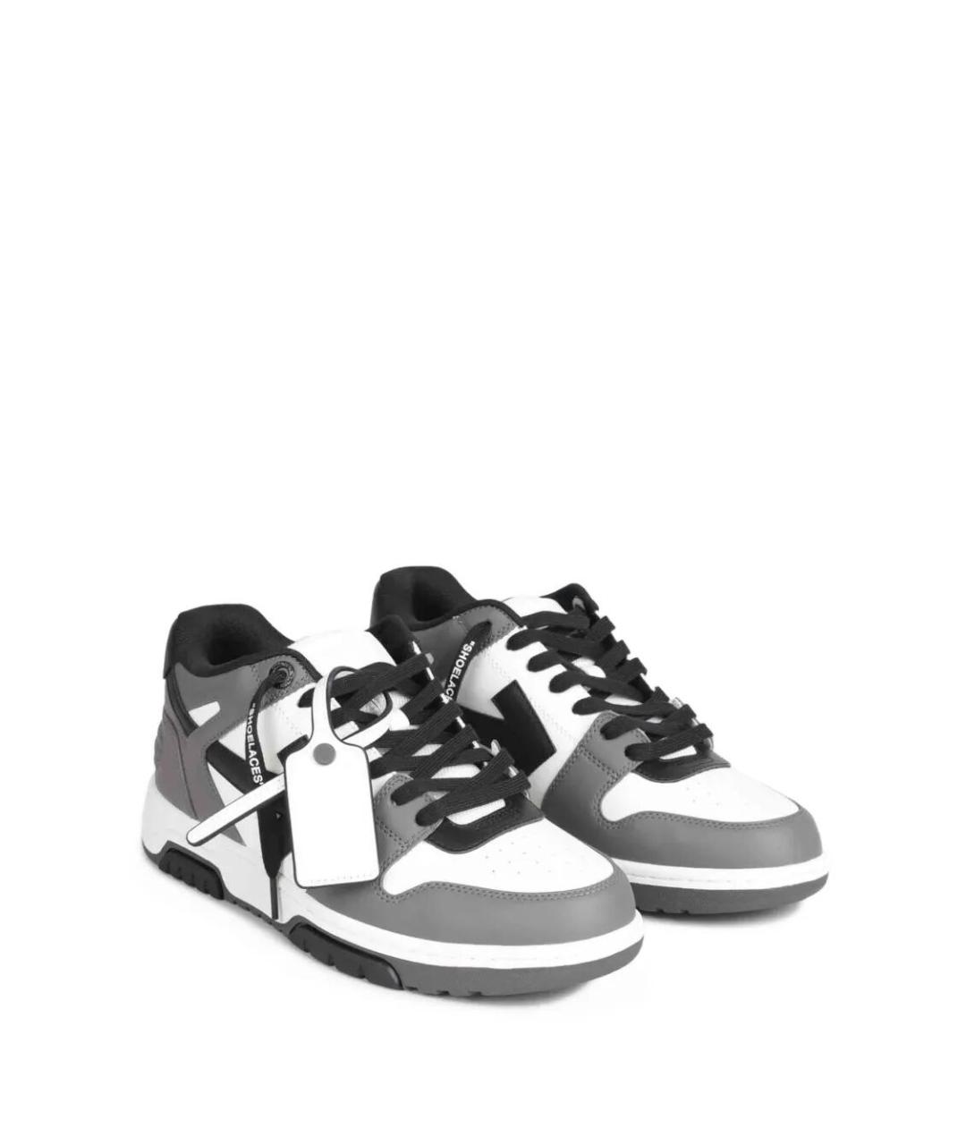 OFF-WHITE Серые кожаные низкие кроссовки / кеды, фото 3